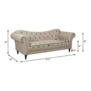 Lexicon Waverly Textured Fabric Tufted Sofa, 91.5" W, Brown