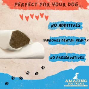 Amazing Dog Treats - Stuffed Shin Bone for Dogs (Peanut Butter, 3-4 Inch - 5 Count) - All Natural Dog Bones