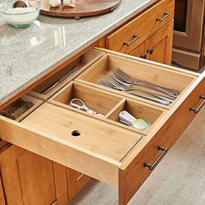 LotFancy 5 Pcs Bamboo Drawer Organizer, Storage Box Set, Utensil Organizer for Kitchen Drawers, Storage Containers for Bathroom, Office Desk, Makeup, Utensils, Junk, Assorted Sizes