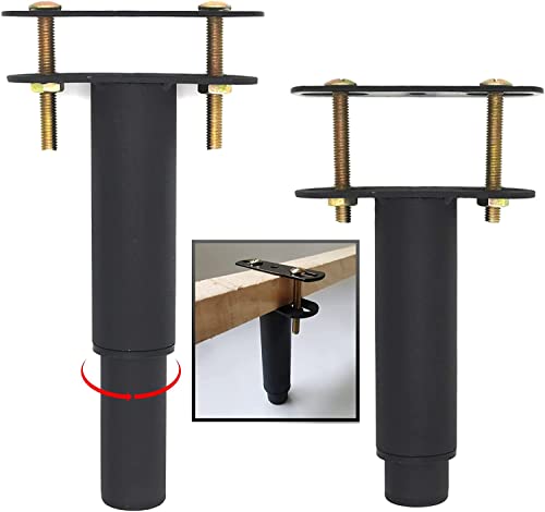 ironwork 2Pcs 7.08" to 13.3" Metal Adjustable Height Center Support Leg for Bed Frame, Bed and Sofa Furniture Cabinet Foot Legs Feet Support Heavy Duty, Platform Bed Frame Replacement Legs