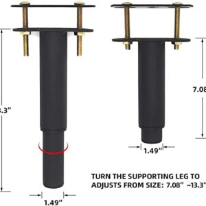 ironwork 2Pcs 7.08" to 13.3" Metal Adjustable Height Center Support Leg for Bed Frame, Bed and Sofa Furniture Cabinet Foot Legs Feet Support Heavy Duty, Platform Bed Frame Replacement Legs