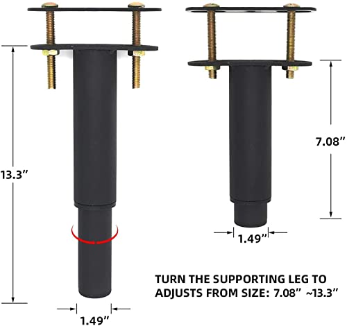 ironwork 2Pcs 7.08" to 13.3" Metal Adjustable Height Center Support Leg for Bed Frame, Bed and Sofa Furniture Cabinet Foot Legs Feet Support Heavy Duty, Platform Bed Frame Replacement Legs