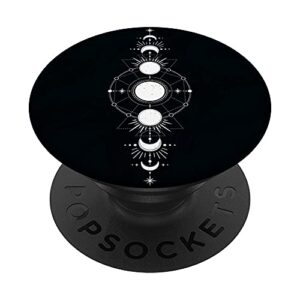 moon phases minimal black esoteric spiritual art designs popsockets swappable popgrip