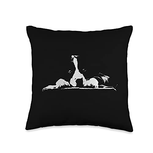 Pawparents Apparel Border Collie Stare-White Minimalistic Design Throw Pillow, 16x16, Multicolor