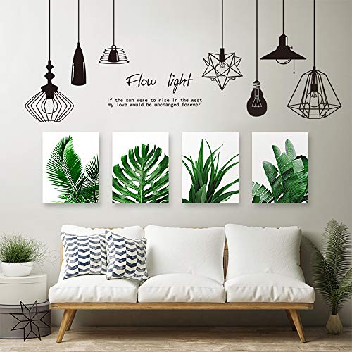 MGahyi Botanical Wall Art Prints, Tropical Leaves Art Print, Tropical Plants Pictures, 4 Pieces Plant Leaf Posters, Minimalist Green Leaf Wall Decor Unframed-8"x10"