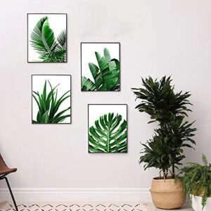 MGahyi Botanical Wall Art Prints, Tropical Leaves Art Print, Tropical Plants Pictures, 4 Pieces Plant Leaf Posters, Minimalist Green Leaf Wall Decor Unframed-8"x10"