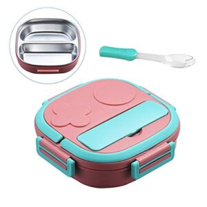 LVOERTUIG 550ML Stainless Steel Bento Insulated Lunch Box for Kids Toddler Girls, Eco Metal Portion Sections Leakproof Lid,Pre-School Kid Daycare Lunches and Snack Container Outdoor Picnic