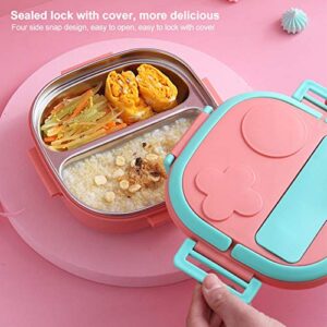 LVOERTUIG 550ML Stainless Steel Bento Insulated Lunch Box for Kids Toddler Girls, Eco Metal Portion Sections Leakproof Lid,Pre-School Kid Daycare Lunches and Snack Container Outdoor Picnic