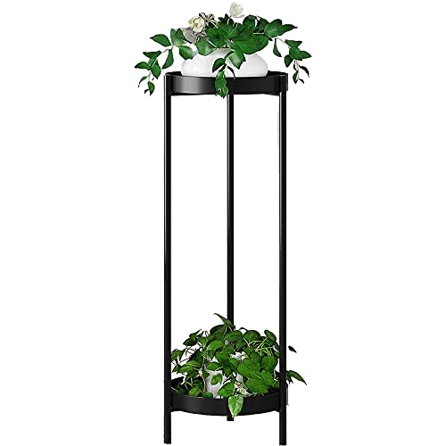 Fashionoda 30" Plant Stand, 2 Tier Metal Flower Plants Holder with 2 Removable Display for Indoor or Outdoor,Pot Plant Planter Display(30 X 10in,Black)