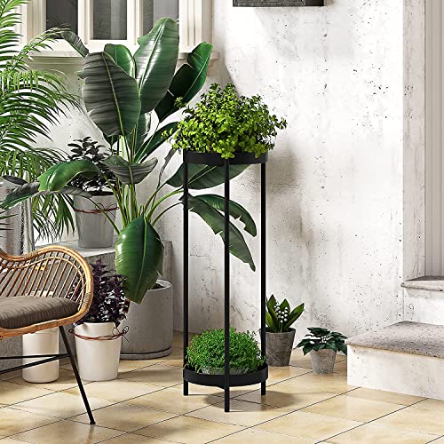 Fashionoda 30" Plant Stand, 2 Tier Metal Flower Plants Holder with 2 Removable Display for Indoor or Outdoor,Pot Plant Planter Display(30 X 10in,Black)