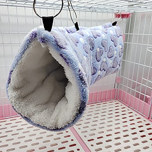 QIPINPU Ferret Hammock for Small Animals, Hanging Tunnel Tube Rat Toy (Purple-Star)