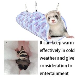 QIPINPU Ferret Hammock for Small Animals, Hanging Tunnel Tube Rat Toy (Purple-Star)