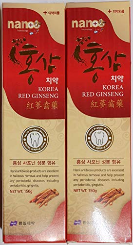 Hanil Red Ginseng Toothpaste 홍삼치약 5.3oz(150g) (Pack of 2) - Korean Oral Care