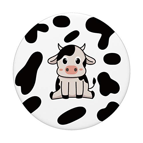 Cute Cow Kawaii Pattern Cow Print Black White PopSockets Swappable PopGrip