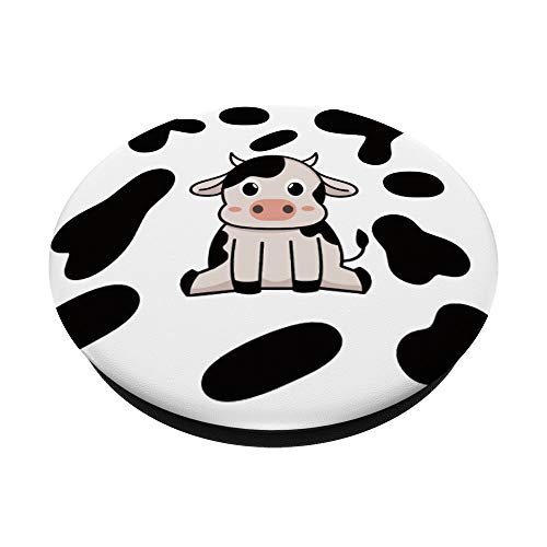 Cute Cow Kawaii Pattern Cow Print Black White PopSockets Swappable PopGrip
