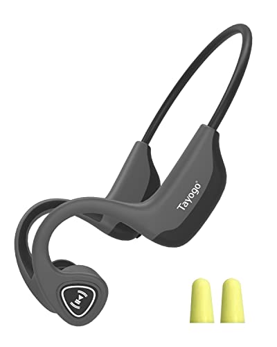 Tayogo Bone Conduction Headphones, Wireless Bluetooth Bone Conducting Earbuds with 8 GB Storage, Open Ear Headset with Mic, for Running, Cycling, Yoga(Can't for Swimming)-Grey