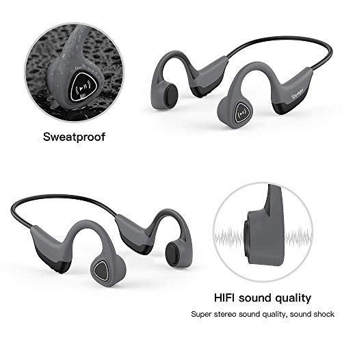 Tayogo Bone Conduction Headphones, Wireless Bluetooth Bone Conducting Earbuds with 8 GB Storage, Open Ear Headset with Mic, for Running, Cycling, Yoga(Can't for Swimming)-Grey