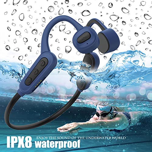 Bone Conduction Headphones Swimming Headphones Bluetooth IPX8 Waterproof Headphones for Swimming Bone Conduction Headphones with Microphone, 16G Memory