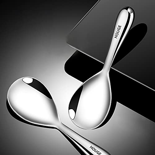 AHOUGER Rice Paddle Rice Spoon Stainless Steel Kitchen Utensil,Excellent Sturdy Rice Scooper No Rust Rice Cooker Spoon NonStick Rice Spatula,Serving Spoon for Rice,Silver