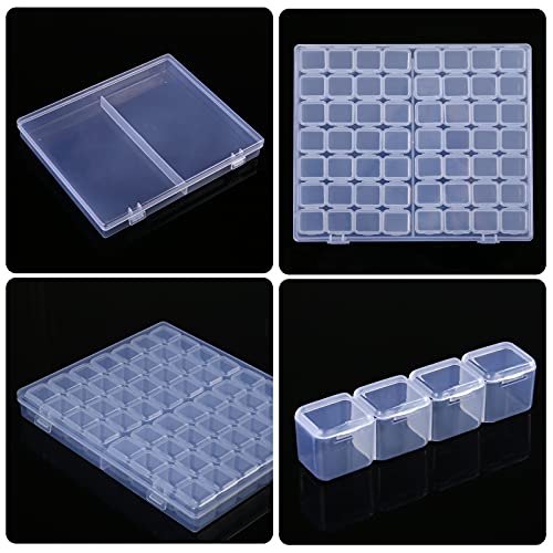Naler 56 Grids Diamond Painting Box Plastic Storage Container Embroidery Storage Box Clear Bead Container for Beads, Button, Nail Diamonds, Seeds, DIY Art Craft Accessories