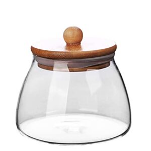 Mozacona Glass Food Storage Container Candy Dish Spice Jar with Seal Wooden Lid