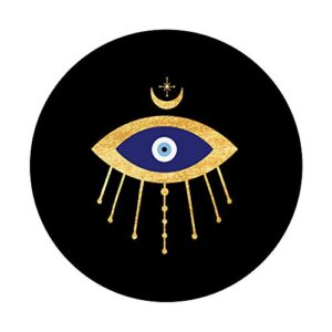 All Knowing Seeing Blue Evil Eye with Eyelashes on Black PopSockets PopGrip: Swappable Grip for Phones & Tablets