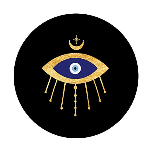 All Knowing Seeing Blue Evil Eye with Eyelashes on Black PopSockets PopGrip: Swappable Grip for Phones & Tablets