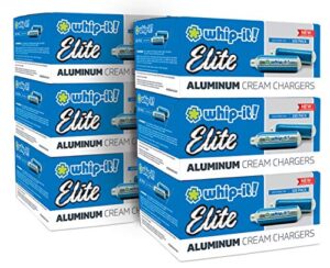 whip-it! elite premium aluminum n2o whipped cream chargers 600 count case, 100-pack