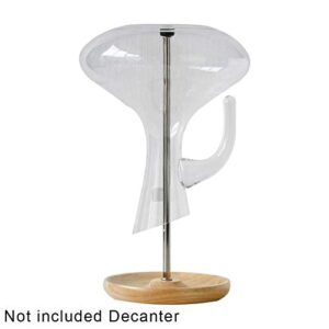 Wine Decanter Drying Stand with Silicone Head to Avoid Scratches-Detachable Shelf Decanter Rack Holder with Wooden Drip Catching Base, Decanter and Wine Glass NOT Included