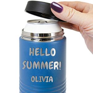 Personalized Stainless Steel Engraved Insulated Beverage Holder Customized Can Cooler with Custom Name Text – Wedding, Birthday, Corporate Gift (Light Purple, Slim)