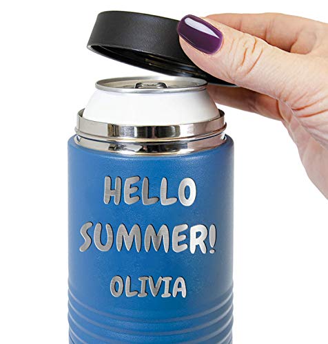 Personalized Stainless Steel Engraved Insulated Beverage Holder Customized Can Cooler with Custom Name Text – Wedding, Birthday, Corporate Gift (Light Purple, Slim)