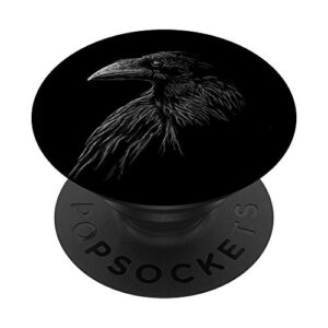 mystical black raven illustration crow artwork popsockets swappable popgrip