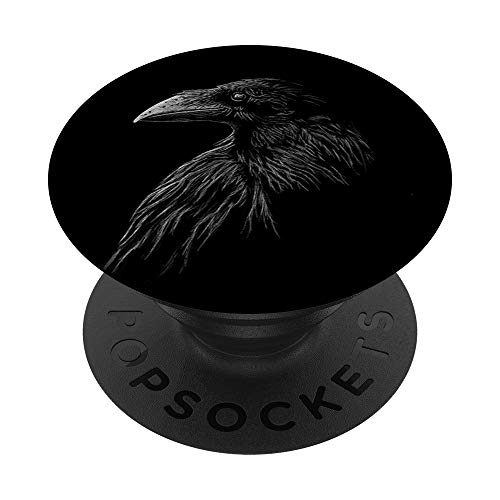 Mystical black raven illustration crow artwork PopSockets Swappable PopGrip