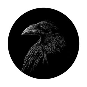 Mystical black raven illustration crow artwork PopSockets Swappable PopGrip