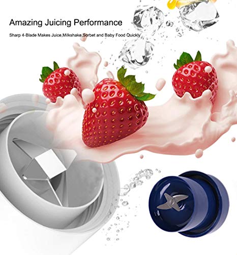 Ecoledix, Portable Blender Personal Size Blender Mixer Fruit Juicer Mini Blender Onehanded Drinking with Rechargeable USB for Sorbet Smoothie Fruit Juice Milk Shakes OutsideInside 280ML (Navy)…