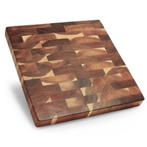 slice of goodness acacia wood serving board | handcrafted sturdy kitchen serving block with non-slip rubber stump legs