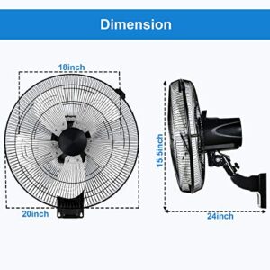 Simple Deluxe 18 Inch Household Commercial Wall Mount Fan 1 Pack,Black