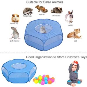 M MAIUS Small Animal Playpen, Pet Cage with Top Cover Anti Escape, Waterproof Small Animal Cage Transparent Yard Fence for Dog Cat Bunny Puppy Rabbits Guinea Pig Hamster Chinchillas Playpen (New Blue)