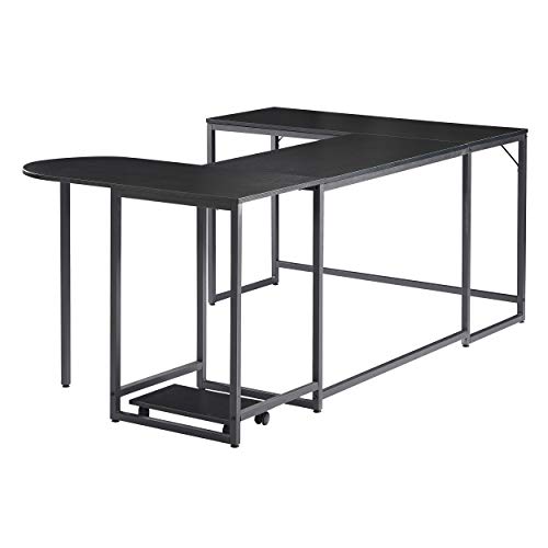 Merax U-Shaped Computer, Industrial Corner Writing CPU Stand, Gaming Table Workstation Home Office Desk, 78.7" L x 47" W x 30.1" H, Black