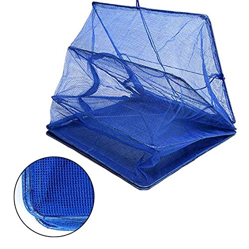 Coolbeauty 4 Layers Meat Drying Net, Foldable Nylon Fish Net Drying Rack, Folding Vegetable Food Dehydrator Receive Storage Carrying Bag with Zipper Blue (15.7X15.7inch/40X40cm cm)