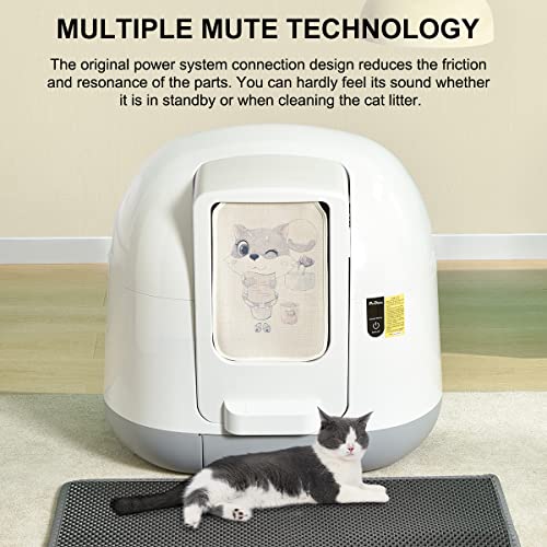 Pet Daddy Self Cleaning Cat Litter Box, Automatic Fully Enclosed Cat Toilet with Anti-Pinch Sensor, Easy to Clean by One-Button, Waterproof Hood Automatic Cat Litter Box for Cats Below 18lb