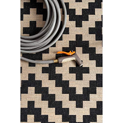 nuLOOM CTTR09A-406 Annalise Modern Aztec Indoor/Outdoor Area Rug, 4' x 6', Black Restaurant