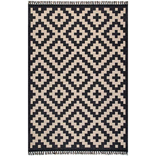 nuLOOM CTTR09A-406 Annalise Modern Aztec Indoor/Outdoor Area Rug, 4' x 6', Black Restaurant