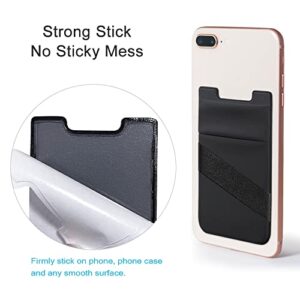 Phone Card Holder, Phone Wallet Stick On with Finger Strap Stretchy Card Holder for Back of Phone Credit Card Holder for Phone Case Compatible with Most of Cell Phone (iPhone, Samsung) - 3Pack Black