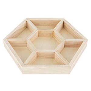 hammont hexagon sectional wooden trays - 3 pack - 8.5”x8.5”x1” - eco friendly decorative wooden tray for dry fruits & candies | organic wooden tray for gift & home décor