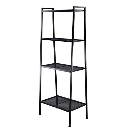 HOYOC 4-Tier Rustic Industrial Bookshelf Display Décor Accent Free Standing Bookcase Storage Rack Shelves Metal Frame for Living Room, Bedroom, Kitchen, Bathroom, Home Office,Black