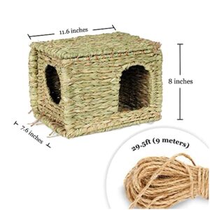 Meric Chinchilla & Chihuahua Hut with Cage Accessories, Hay House Bed, Cat, Puppy & Kitten Hideout and Bedding, Dual Opening, 1 Pc