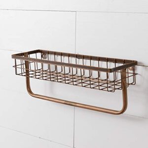 Your Heart's Delight Copper Finished Single Tier Metal Wire Wall Shelf with Towel Holder