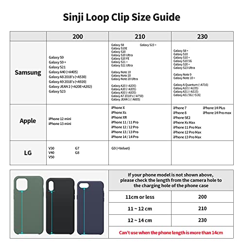 C-Shaped Clip Finger Phone Grip, Sinjimoru Silicone Cell Phone Strap for Phone Case with Clip as Phone Loop Holder for iPhone Case & Samsung Phone. Sinji Loop Clip Black 210