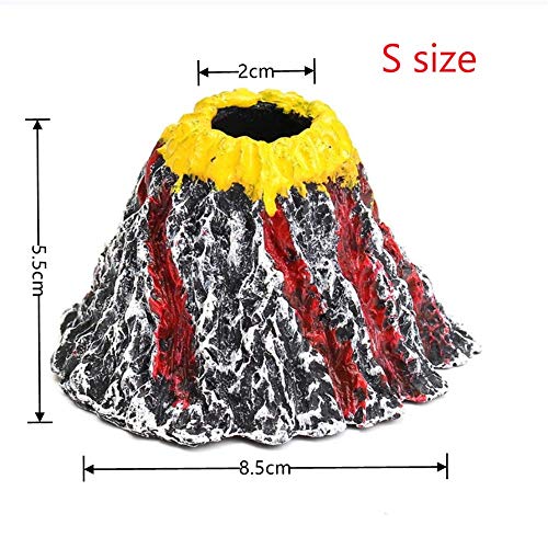 Koutao4q Aquarium Volcano Decor, Fish Tank Volcano Bubble Maker with Air Bubble Stone,Aquarium Underwater Landscape, Add More Oxygen for Aquarium Fish Tank Betta Shrimp Tank (Small)